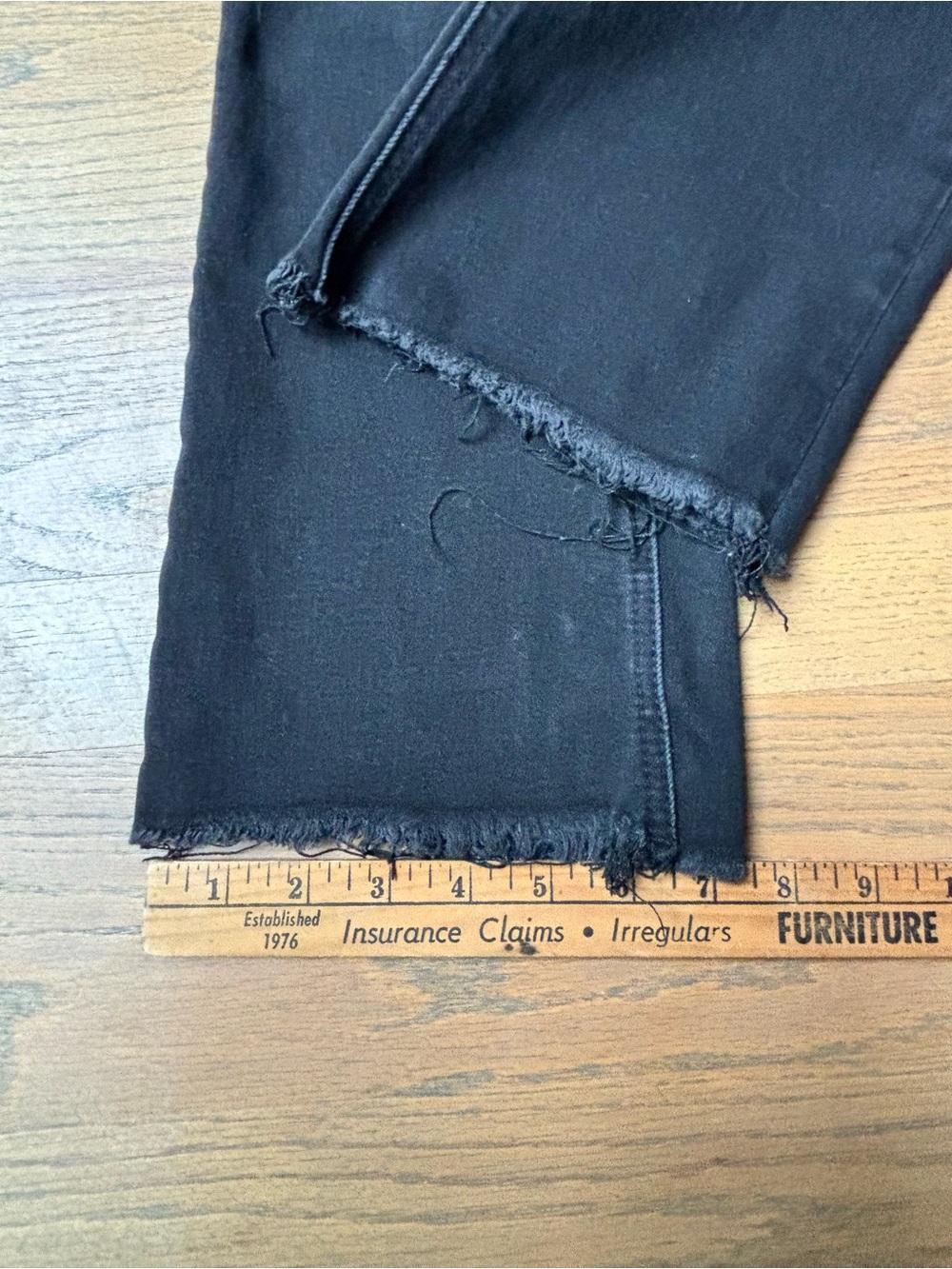 Lovervet by VERVET Black Raw Hem Straight Leg Jeans Size 27/5 High Rise Stretch - Picture 6 of 9